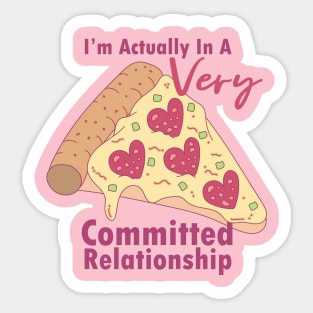 Anti-Valentines Very Commited Pizza Relationship Sticker